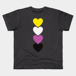 Stack of Non-Binary Flag Hearts Kids T-Shirt